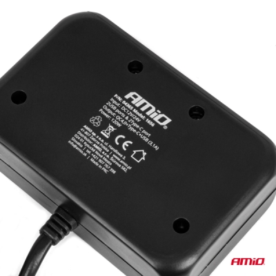 AMiO - Predlžovacia zásuvka 1x USB-A 1x USB-C QC4.0 12/24V 120W 80cm