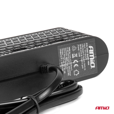AMiO - Predlžovacia zásuvka 2x USB-A 1x USB-C 12/24V 120W 80cm
