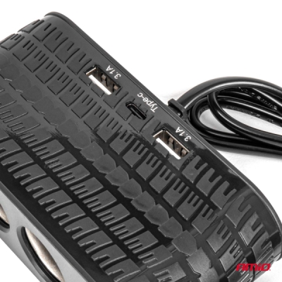 AMiO - Predlžovacia zásuvka 2x USB-A 1x USB-C 12/24V 120W 80cm
