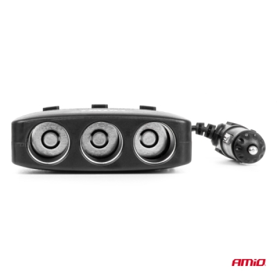 AMiO - Predlžovacia zásuvka 2x USB-A ON/OFF LED 12/24V 100W 70cm