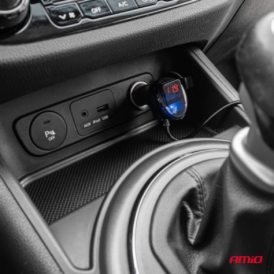 AMiO - Predlžovacia zásuvka 2x USB0A QC3.0 12/24V 120W 80cm
