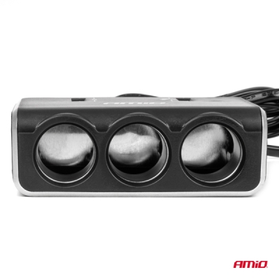 AMiO - Predlžovacia zásuvka 2x USB0A QC3.0 12/24V 120W 80cm