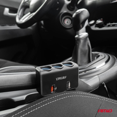 AMiO - Predlžovacia zásuvka 2x USB0A QC3.0 12/24V 120W 80cm