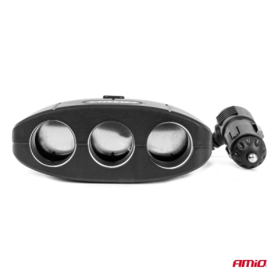 AMiO - Predlžovacia zásuvka 2x USB-A ON/OFF 12/24V 100W 70cm