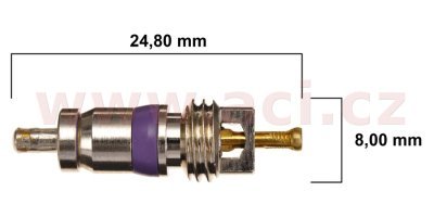 Ventil klimatizácie R134a M8, dĺžka 24 mm - fialový