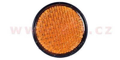 univerzální odrazka kulatá, plastový držák se šroubem, oranžová (průměr 60 mm)
