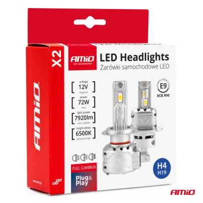 AMiO - LED žiarovky hlavného svietenia H4/H19 X2 Series