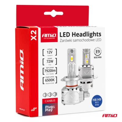AMiO - LED žiarovky hlavného svietenia H8/H9/H11/H16 X2 Series