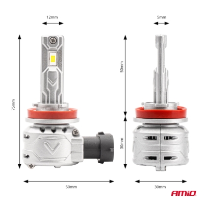 AMiO - LED žiarovky hlavného svietenia H8/H9/H11/H16 X2 Series