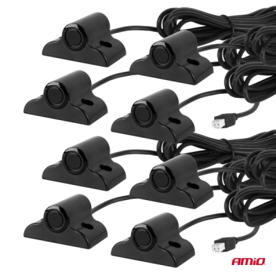 AMiO - Parkovací asistent LED-GRAF 3D 8-senzorový čierny TRUCK 19mm