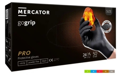 Mercator - Nitrilové rukavice GoGrip čierne veľkosť XL, 50ks