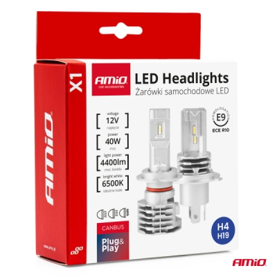 AMiO - LED žiarovky hlavného svietenia H4/H19 X1 Series AMiO
