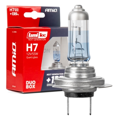 AMiO - Halogenové žiarovky H7 12V 55W LumiTec NEXT GENERATION +135% DUO