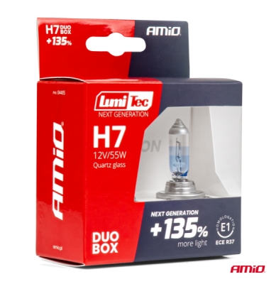 AMiO - Halogenové žiarovky H7 12V 55W LumiTec NEXT GENERATION +135% DUO