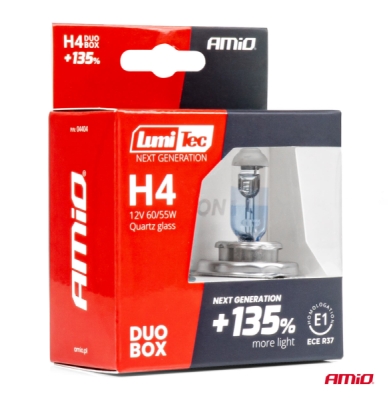 AMiO - Halogénové žiarovky H4 12V 60/55W LumiTec NEXT GENERATION +135% DUO