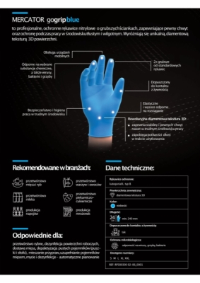 MERCATOR - Nitrilové rukavice GoGrip modré veľkosť XL, 50 ks