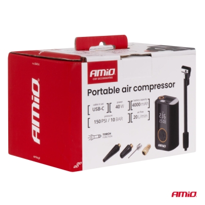 AMiO - Bezdrôtový vzduchový kompresor LED 40W USB-C ACOMP-25