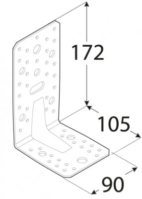 Uholník s prelisom 172x105x90/3mm zinok (balenie 10ks)