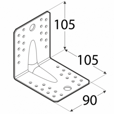 Uholník s prelisom 105x105x90/2,5mm zinok (balenie 20ks)