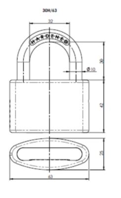 Zámok visiaci FAB 1466/63 30H 42x63mm