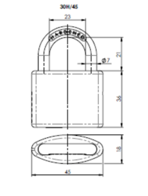 Zámok visiaci FAB 1466/45 30H 36x45mm
