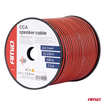 AMiO - Vodič reproduktora dvojžilový CCA 2x1.5mm2 100m 7.5A