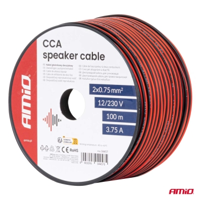 AMiO - Vodič reproduktora dvojžilový CCA 2x0.75mm2 100m 3.75A