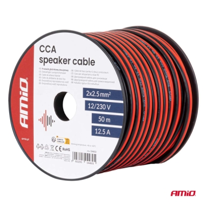AMiO - Vodič reproduktora dvojžilový CCA 2x2.5mm2 50m 12.5A