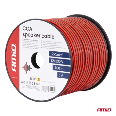 AMiO - Vodič reproduktora dvojžilový CCA 2x1mm2 100m 5A