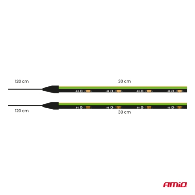 AMiO - LED pásiky COB do auta - bočné zelená 2x30cm 12V