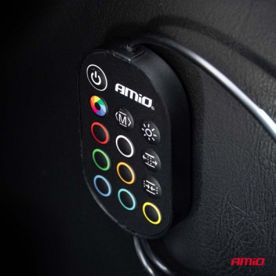 AMiO - LED pásiky COB do auta s diaľkovým ovládaním viacfarebný RGB 2x30cm 12V