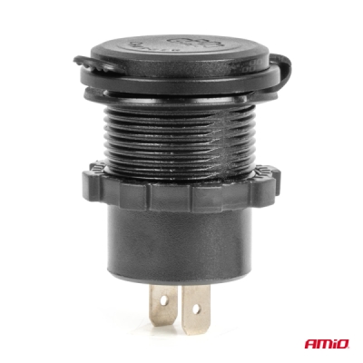 AMiO - Vodotesná nabíjačka na telefón s vypínačom MODRÁ LED podsvietenie USB + 2xUSB C QC3.0 12/24V