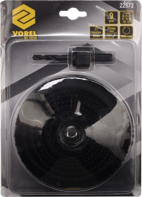 Vorel vykružovacie korunky do dreva 38–127 mm, 9 ks