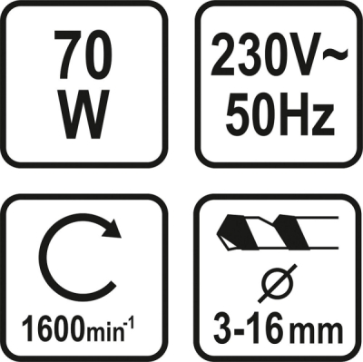 Vorel - Ostrič vrtákov 3-16mm 230V 70W (1600 ot./min)