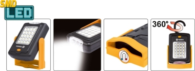 Vorel otočná ručná lampa 20+3 LED