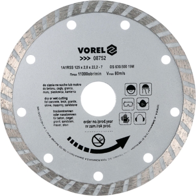 Vorel diamantový kotúč 125 mm, turbo