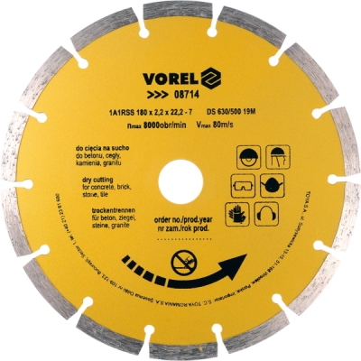 Vorel - Kotúč rezný diamantový Ø180x22.2x2.2mm segmentový