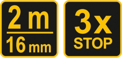 Vorel zvinovací meter žlto-čierny 2 m×16 mm