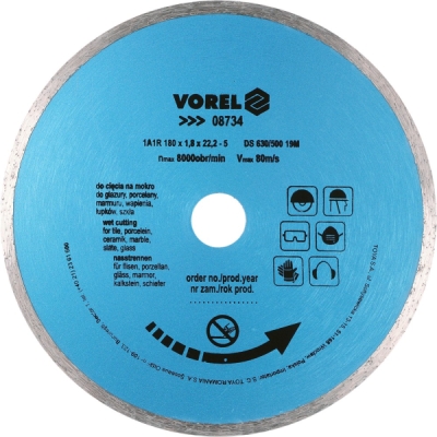 Vorel diamantový kotúč 180 mm, súvislý
