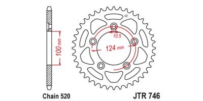JT-Anglicko - Oceľová rozeta pre sekundárne reťaze typu 520, (43 zubov)