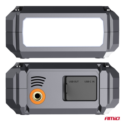 AMIO - 4 v 1 štartovací adaptér booster powerbanka kompresor LED svietidlo 12V 7.2Ah 600A PRO