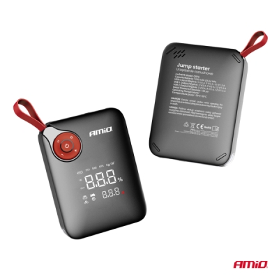 AMIO - 4 v 1 štartovací adaptér booster powerbanka kompresor LED svietidlo 12V 7.2Ah 600A PRO