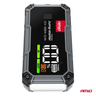 AMIO - Štartovací 3v1 powerbanka s LED baterkou 12V 12Ah 1000A PRO