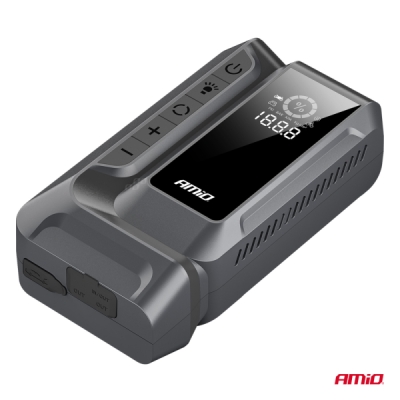 AMIO - 4 v 1 štartovací adaptér booster powerbanka kompresor LED svietidlo 12V 12Ah 1600A