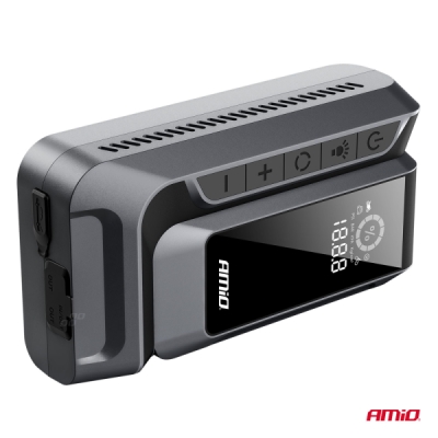 AMIO - 4 v 1 štartovací adaptér booster powerbanka kompresor LED svietidlo 12V 12Ah 1600A