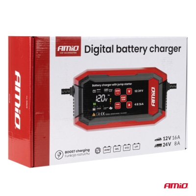 Amio - Digitálny usmerňovač s pomôckou na štartovanie AGM GEL STD LFP MAX 16A 12V 24V PRO