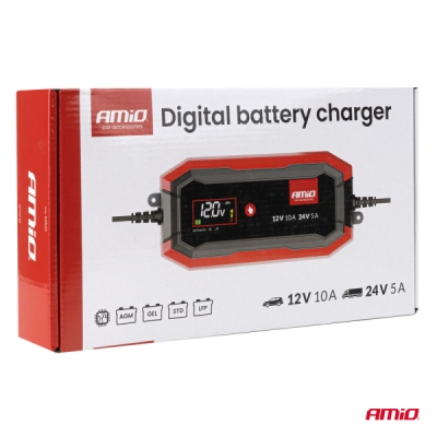 AMIO - Digitálna nabíjačka AGM GEL STD LFP MAX 10A 12V 24V PRO