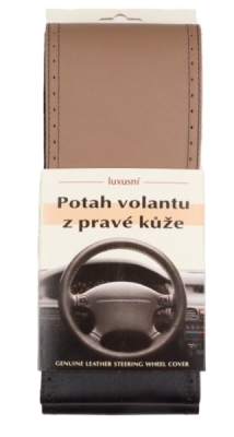Poťah na volant z pravej kože - ČIERNO-HNEDÝ veľ.A s čiernym obšitím