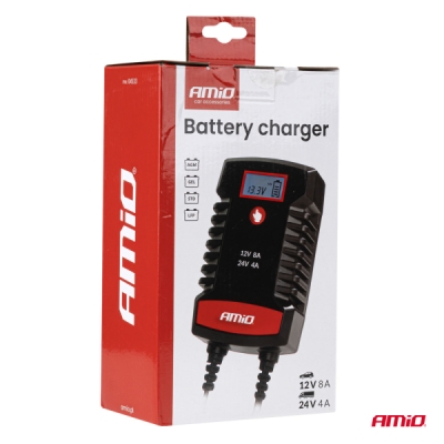AMiO - Nabíjačka digitálna AGM GEL STD LiFePo4 MAX 8A 12/24V PRO HOOK