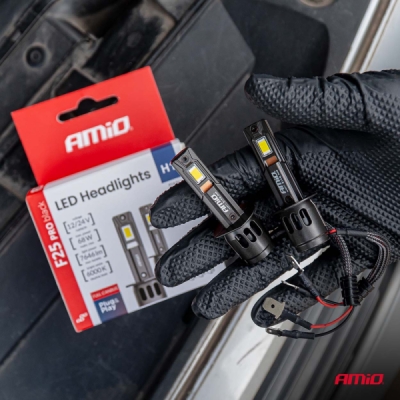 AMiO - LED žiarovky hlavného svietenia Séria F25 PRO BLACK FULL CANBUS H1 68W 12V 24V